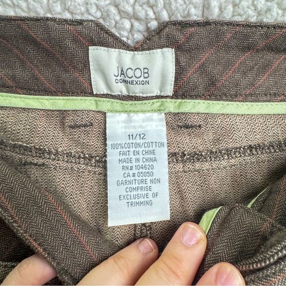 NWT Menswear Inspired Brown Pinstripe Pants Vintage Tailored Women pants size 31 - Picture 2 of 8